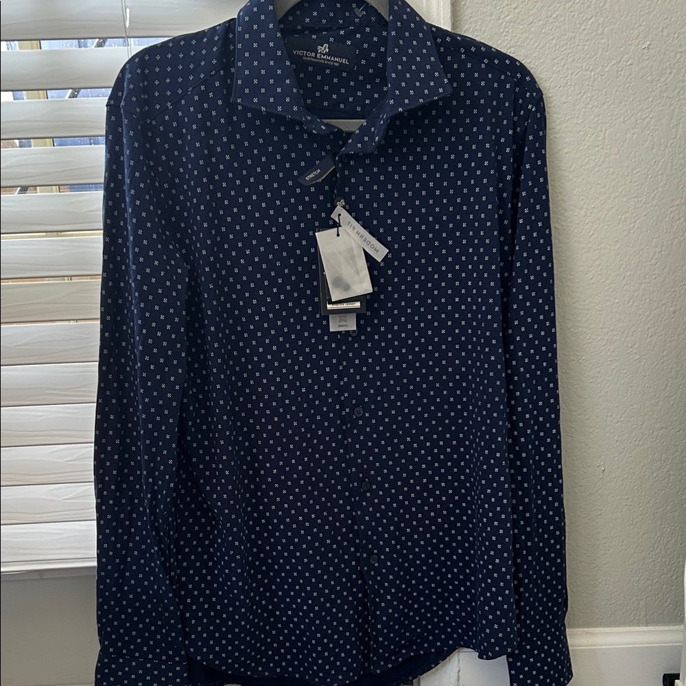 VICTOR EMMANUEL Modern Fit Geometric Print Dress Shirt